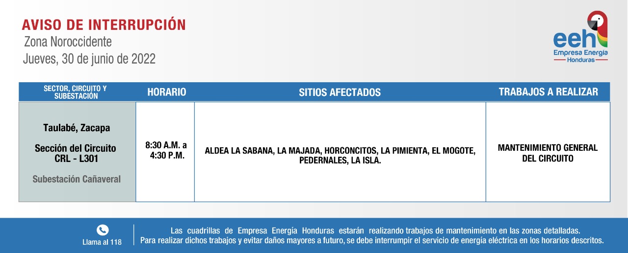 Eeh Anuncia Cortes De Energ A Para Este Jueves De Junio Once Noticias