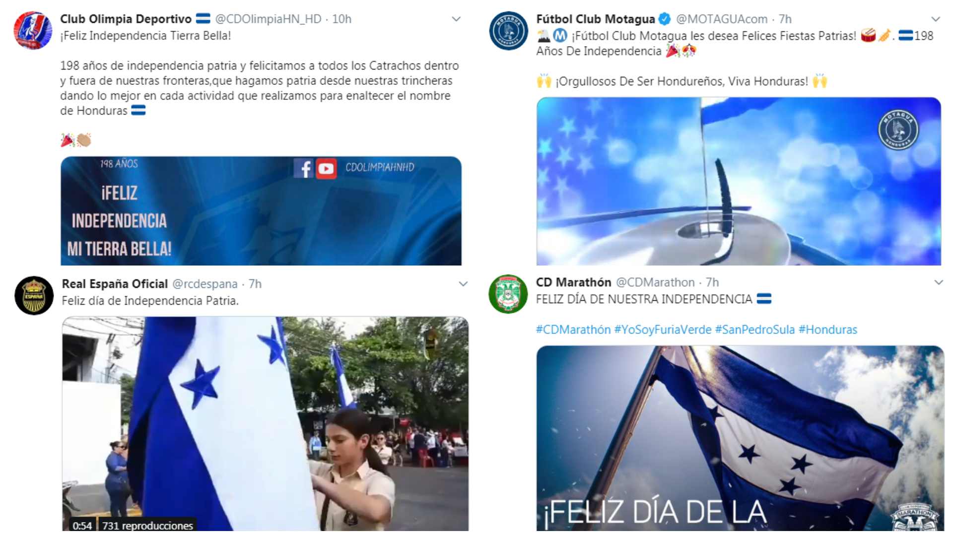 equipos futbol felicitan Honduras