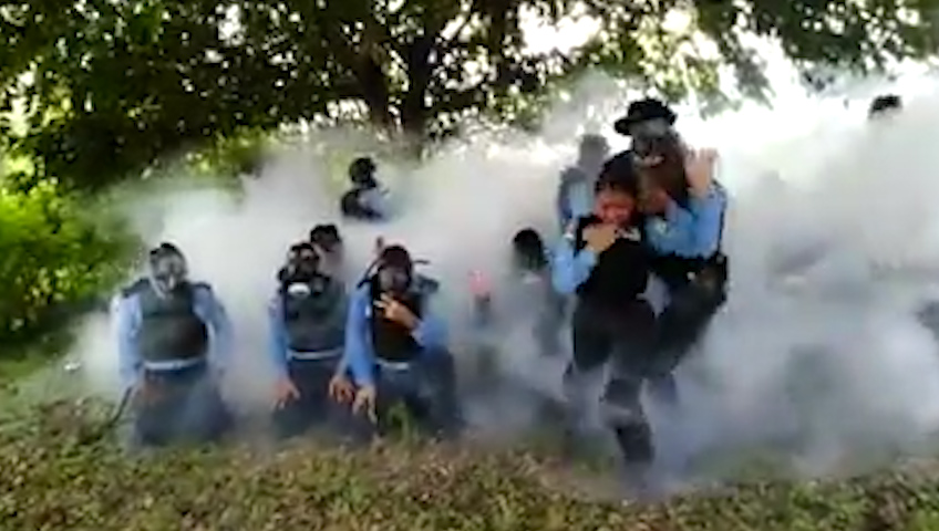 policías gas lacrimógeno