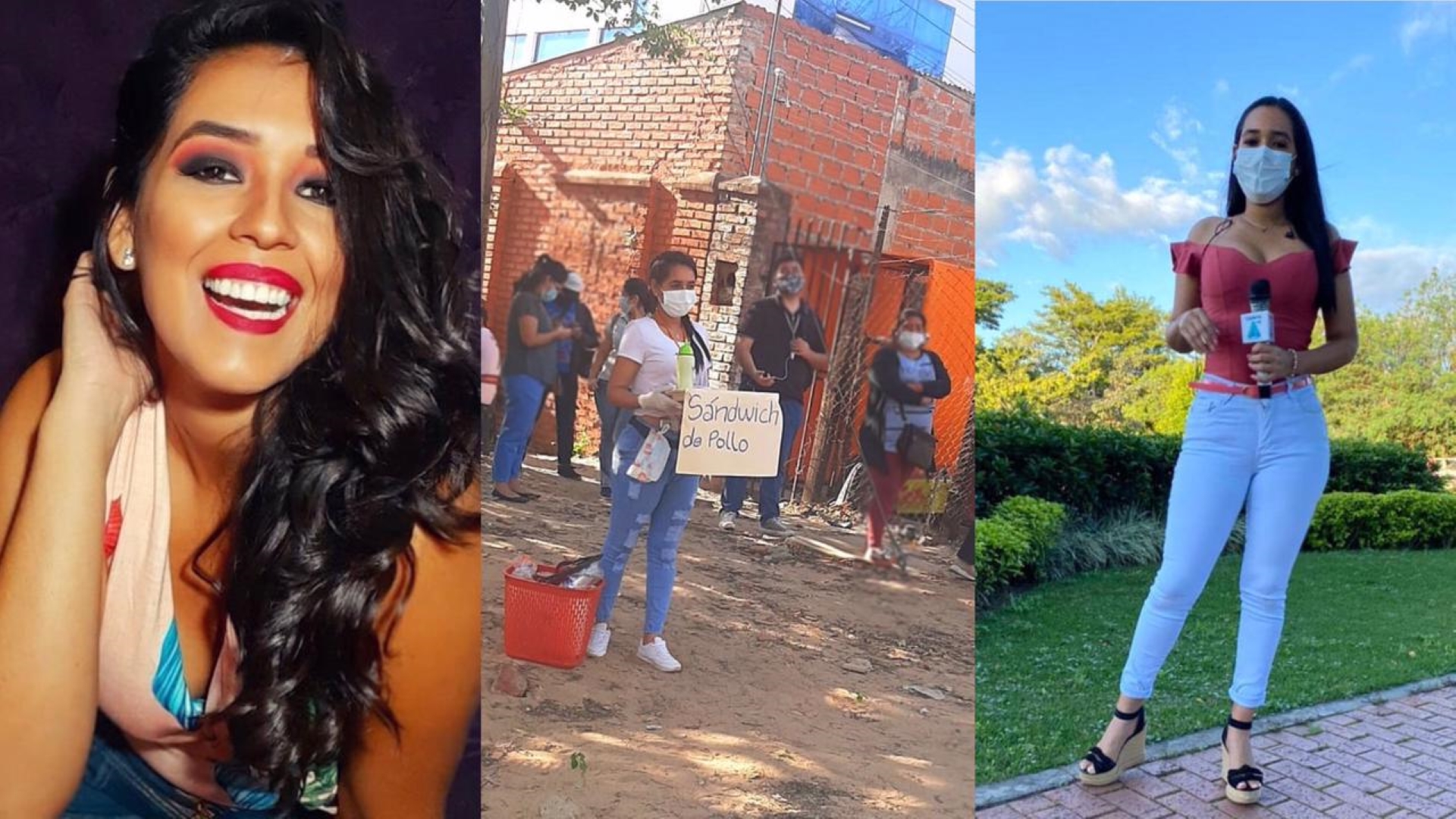 presentadora vender sándwiches