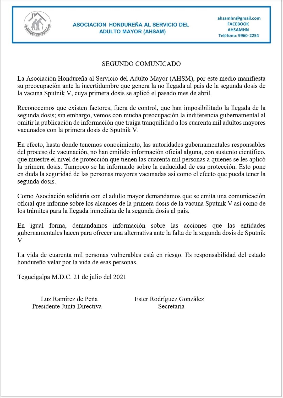 comunicado AHSM
