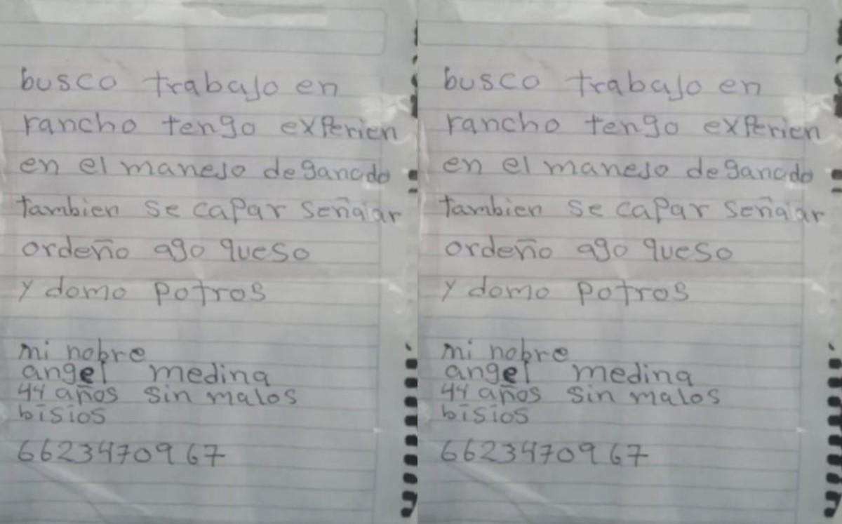currículum escrito a mano