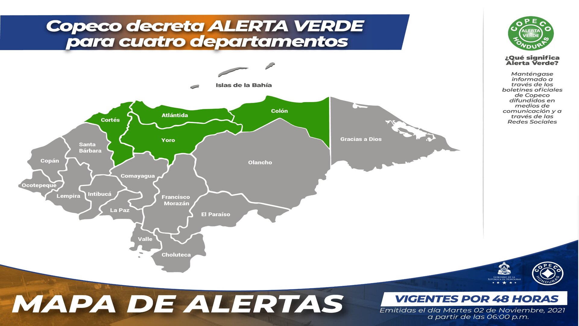 COPECO alerta verde honduras