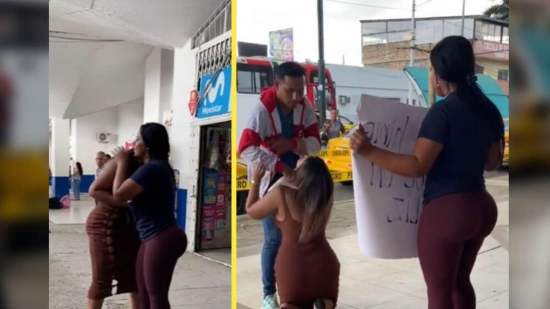 Mujer se arrodilla