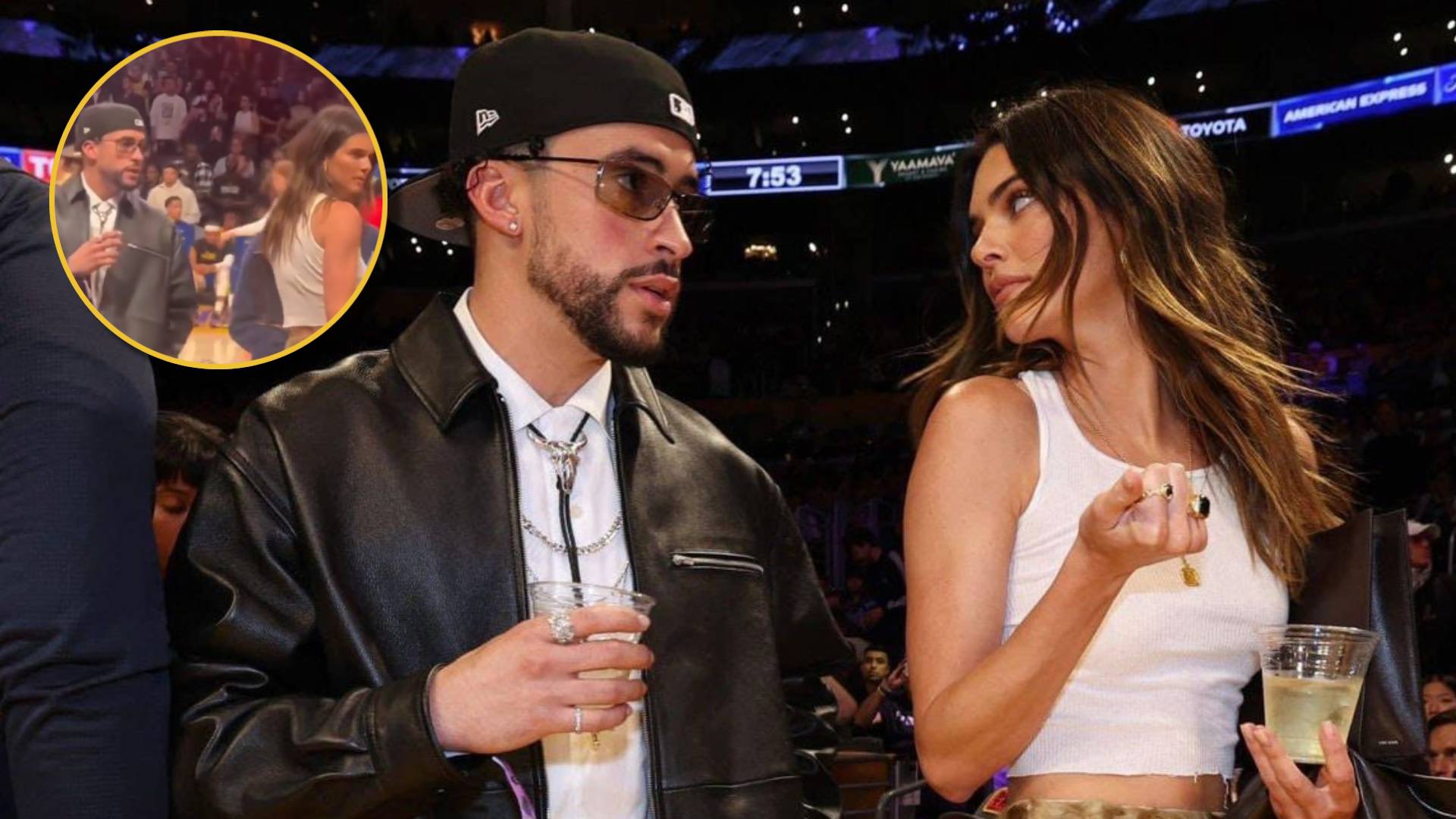 bad bunny y kendall en los playoff