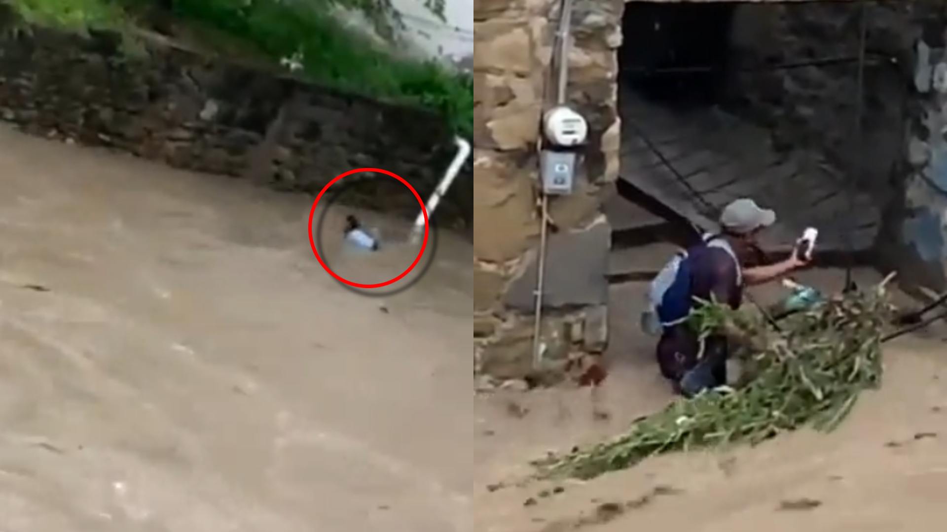 hombre que se lo lleva un arroyo