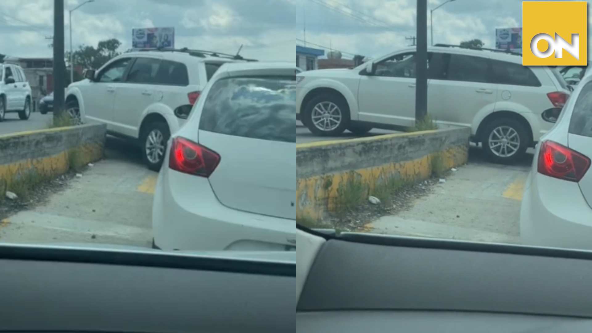 mujer atascada en acera