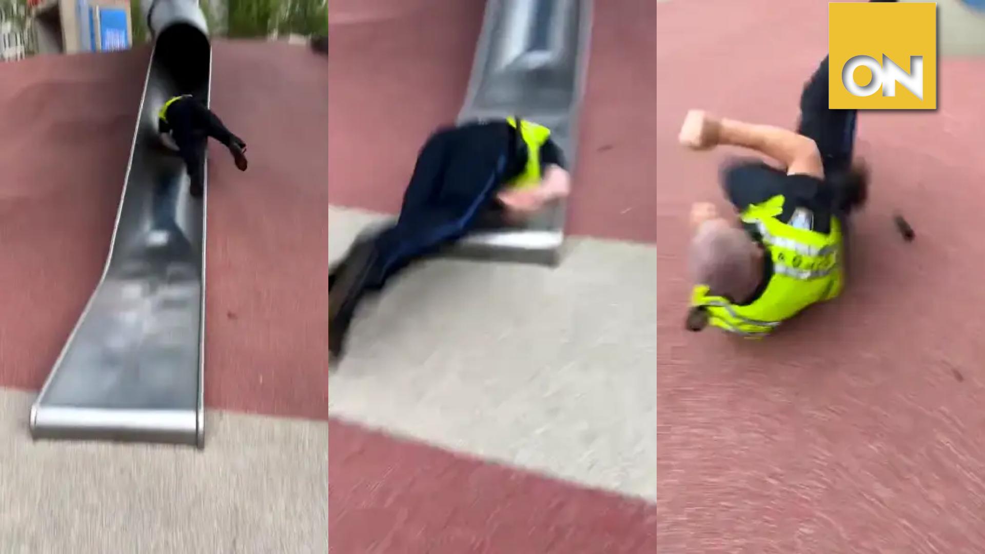 policía en boston tobogán