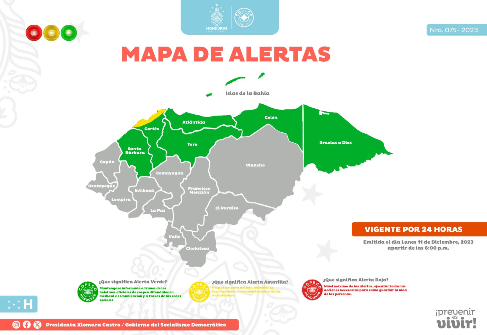 alerta amarilla y verde