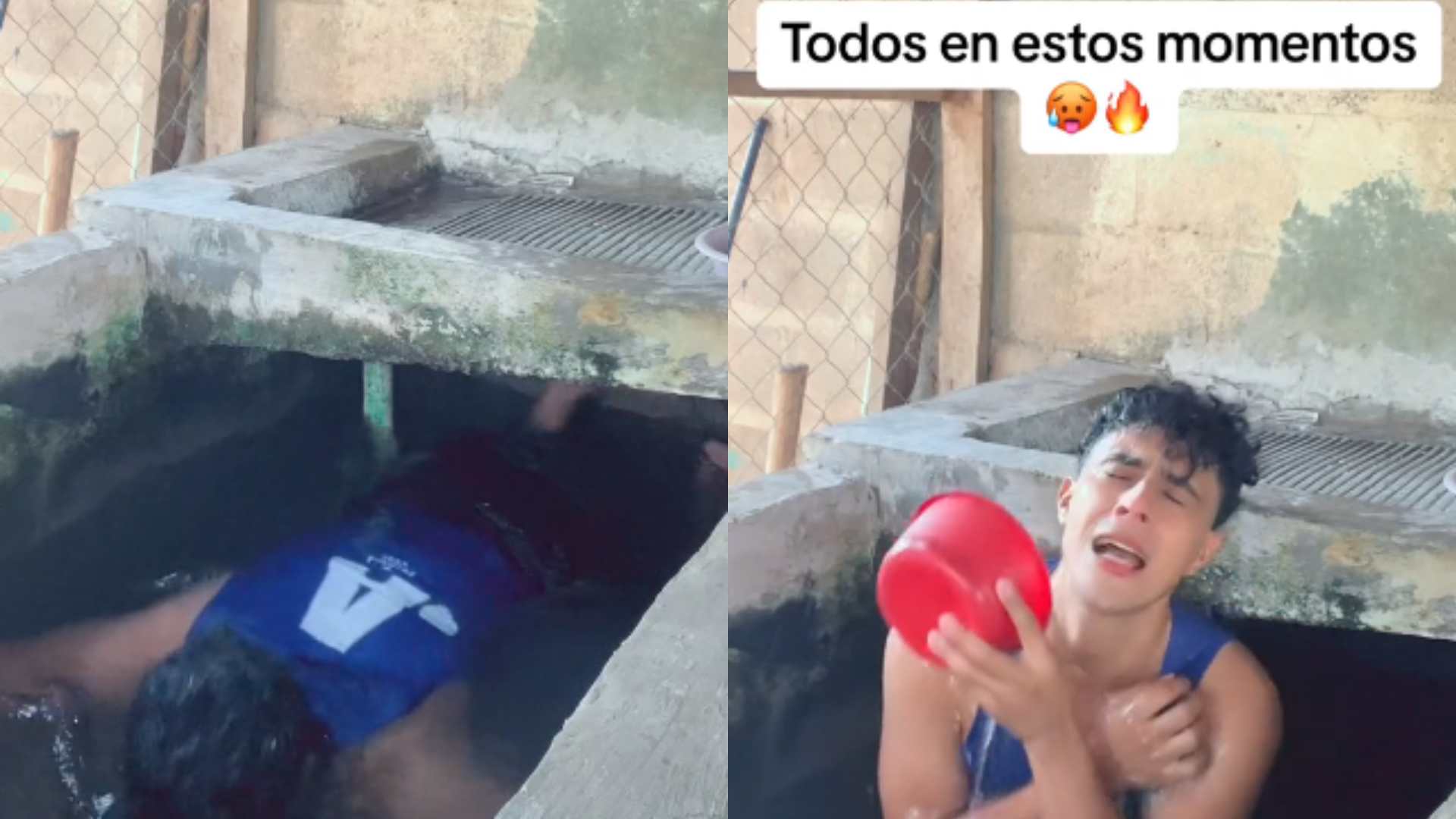 Usuarios en TikTok bañan en pilas por temperaturas de verano