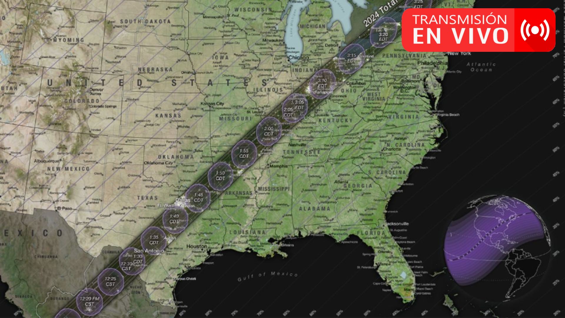 EN VIVO🔴: Trayectoria del eclipse solar del 8 de abril