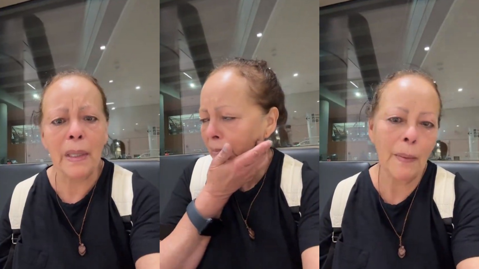 Una madre rompió en llanto en un aeropuerto tras ser abandonada por su hija