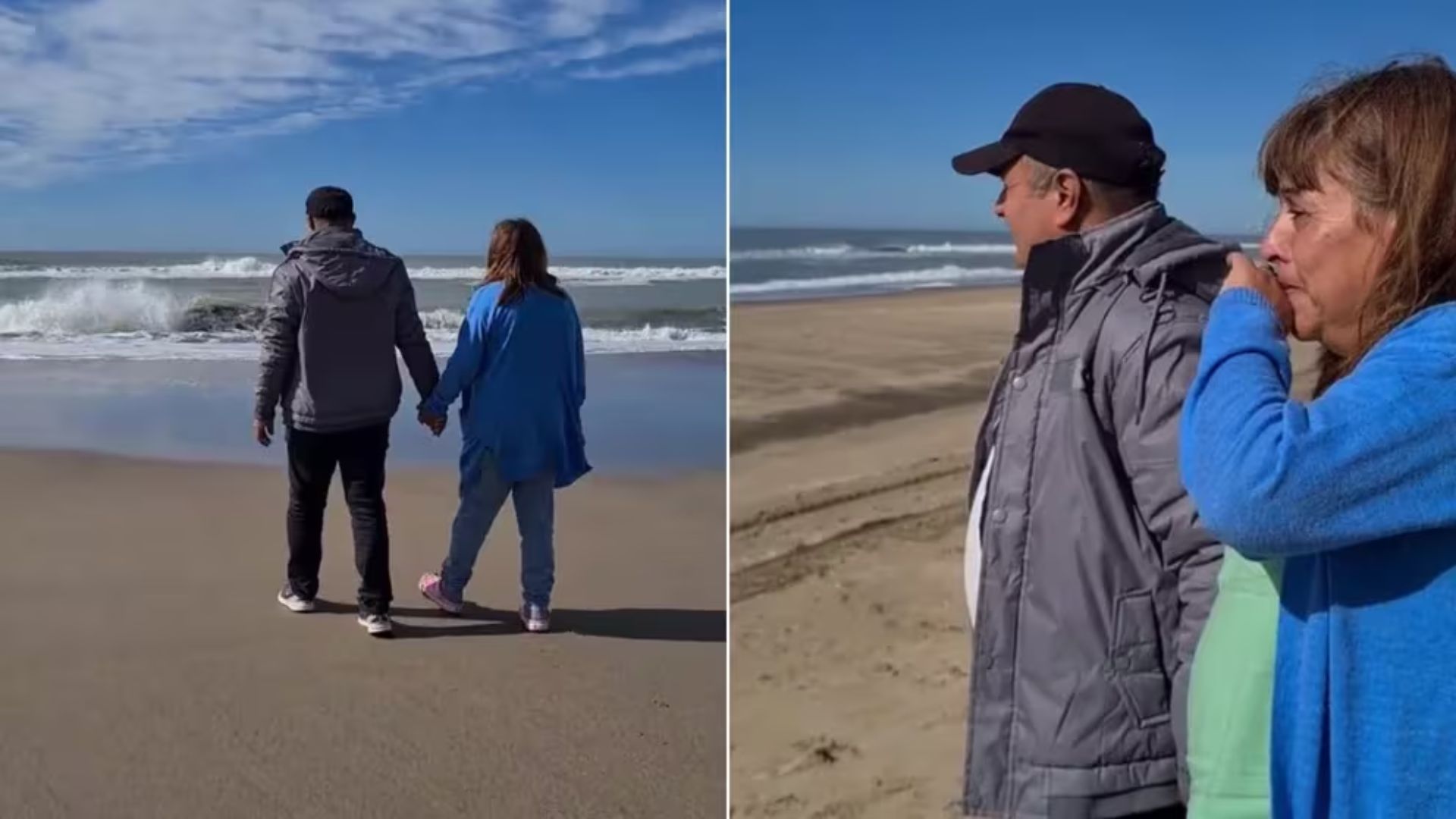Esta pareja conoce por primera vez el mar gracias a su hija