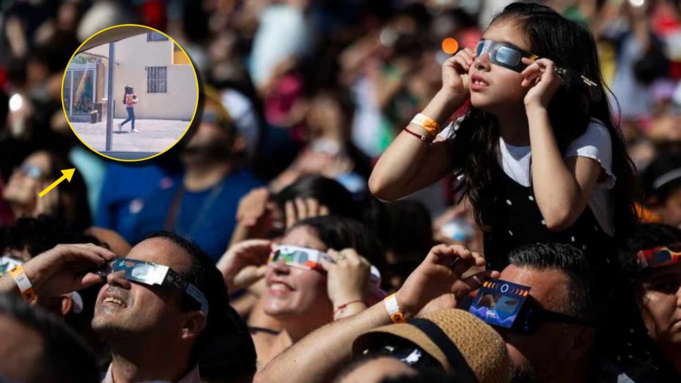 Padres protegen de manera inusual a su hija durante eclipse solar