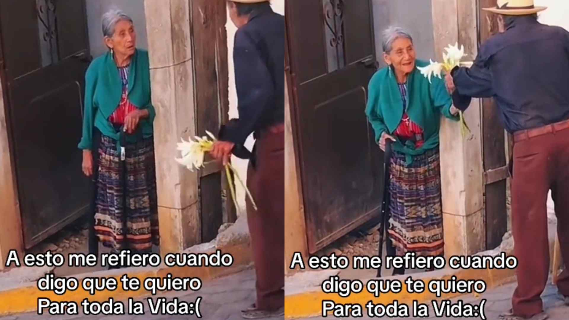 abuelito viral por darle flores a su pareja