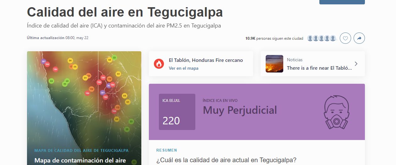 ¿Qué está causando la capa de humo en Tegucigalpa?
