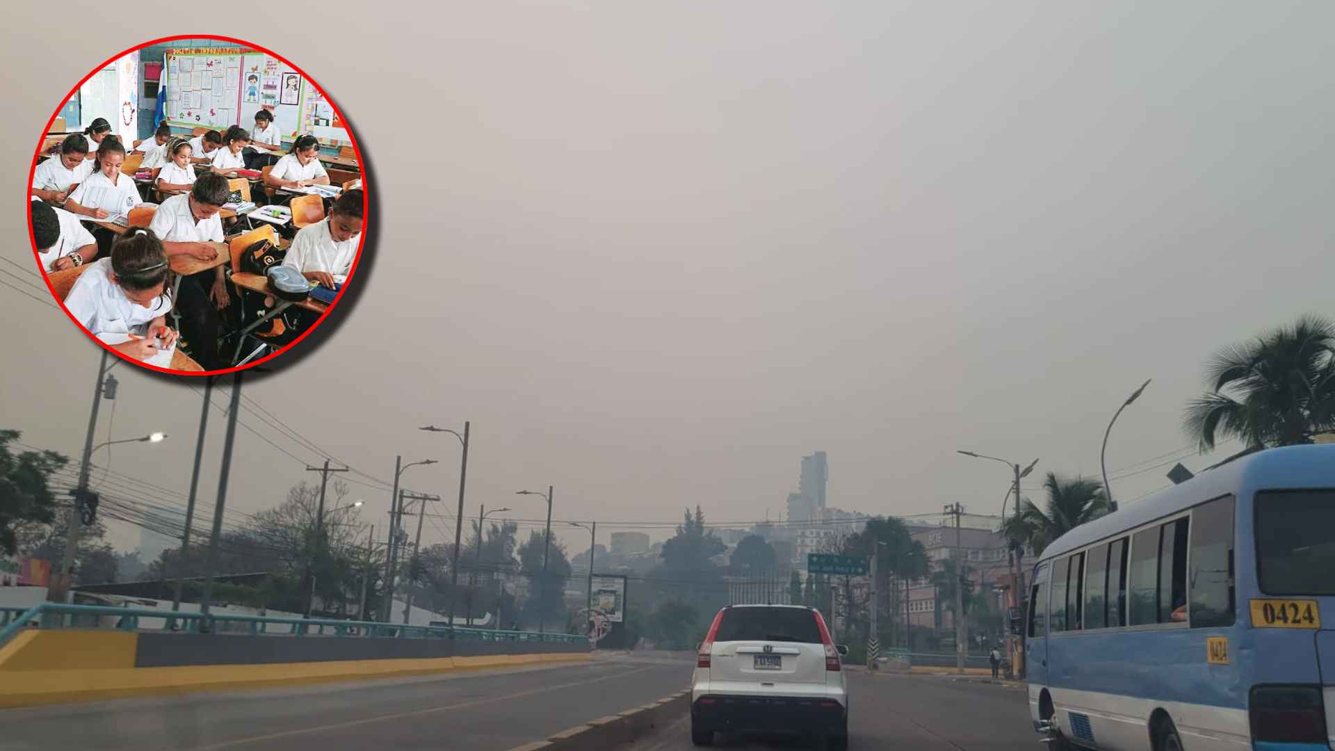 Educación adelanta receso académico ante densa capa de humo