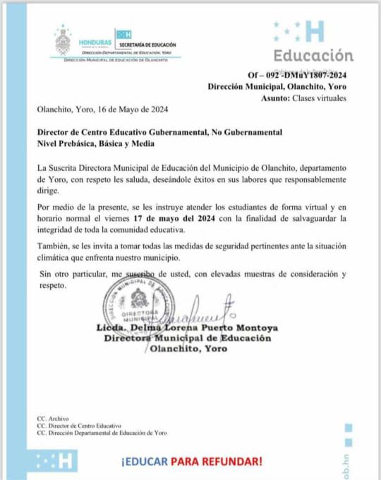 medidas escuelas Honduras