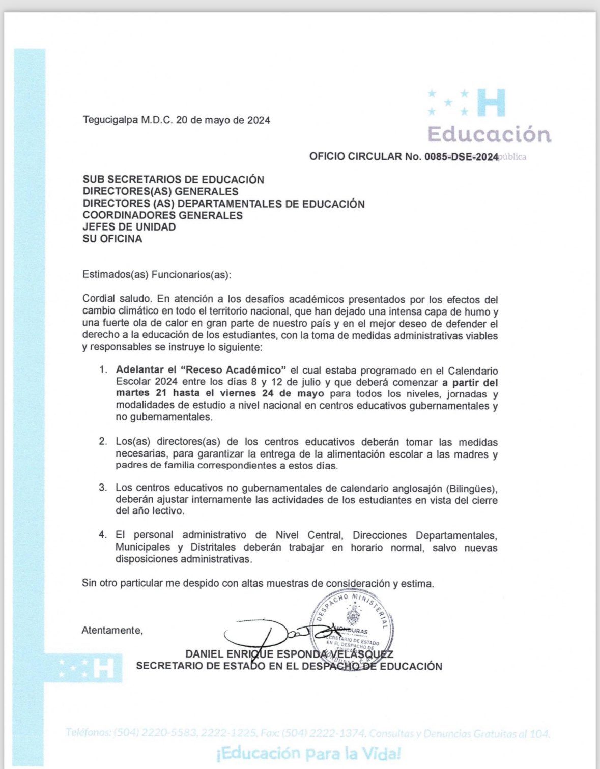 educación receso académico humo