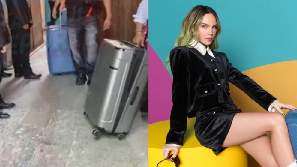 Belinda escapa de la prensa en una maleta ¿Para no hablar de Nodal?