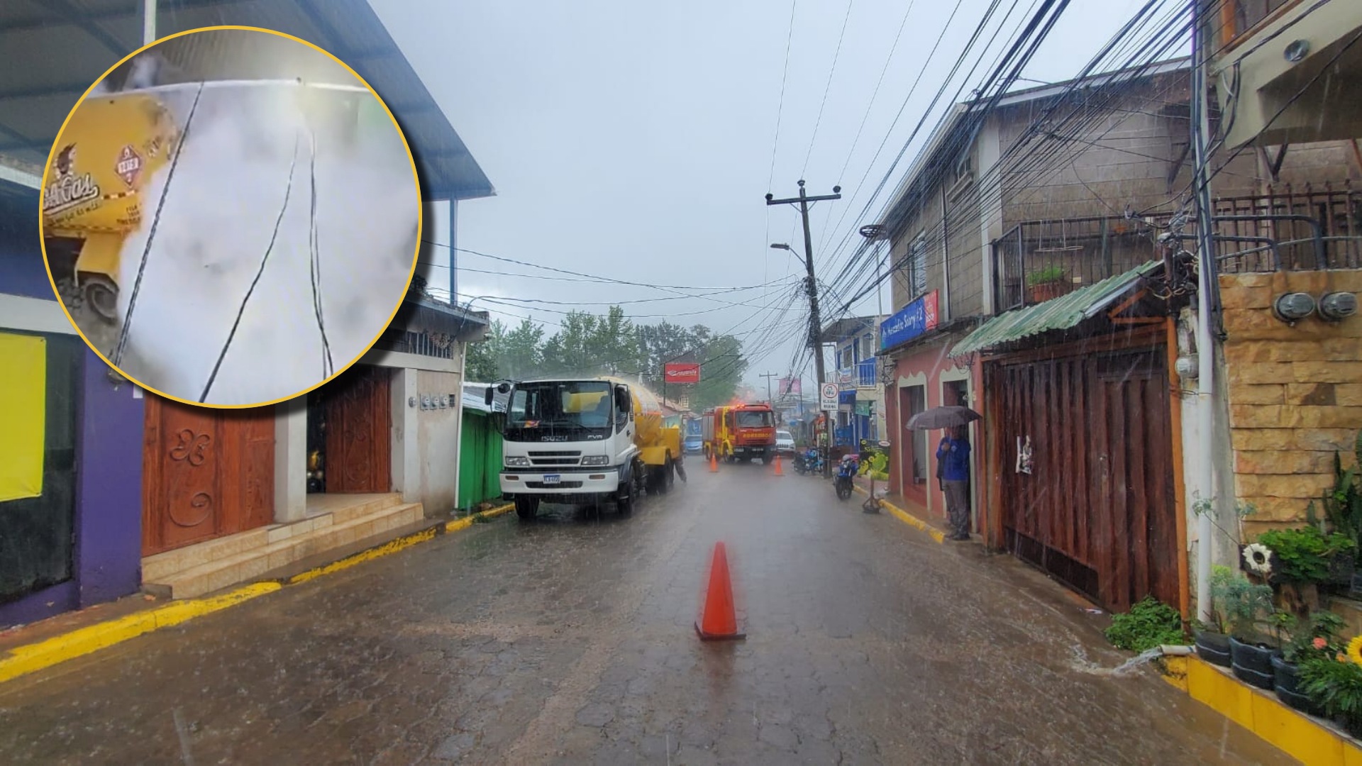 Fuga de gas de un camión estuvo a punto de causar una desgracia en Valle de Ángeles