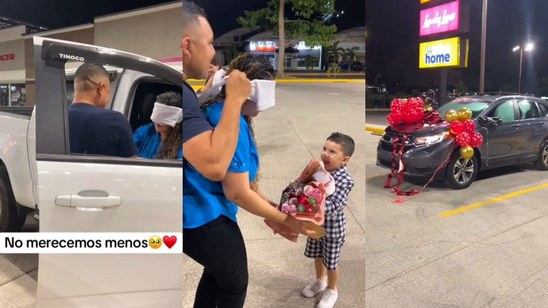 Hondureño sorprende a su esposa con una camioneta