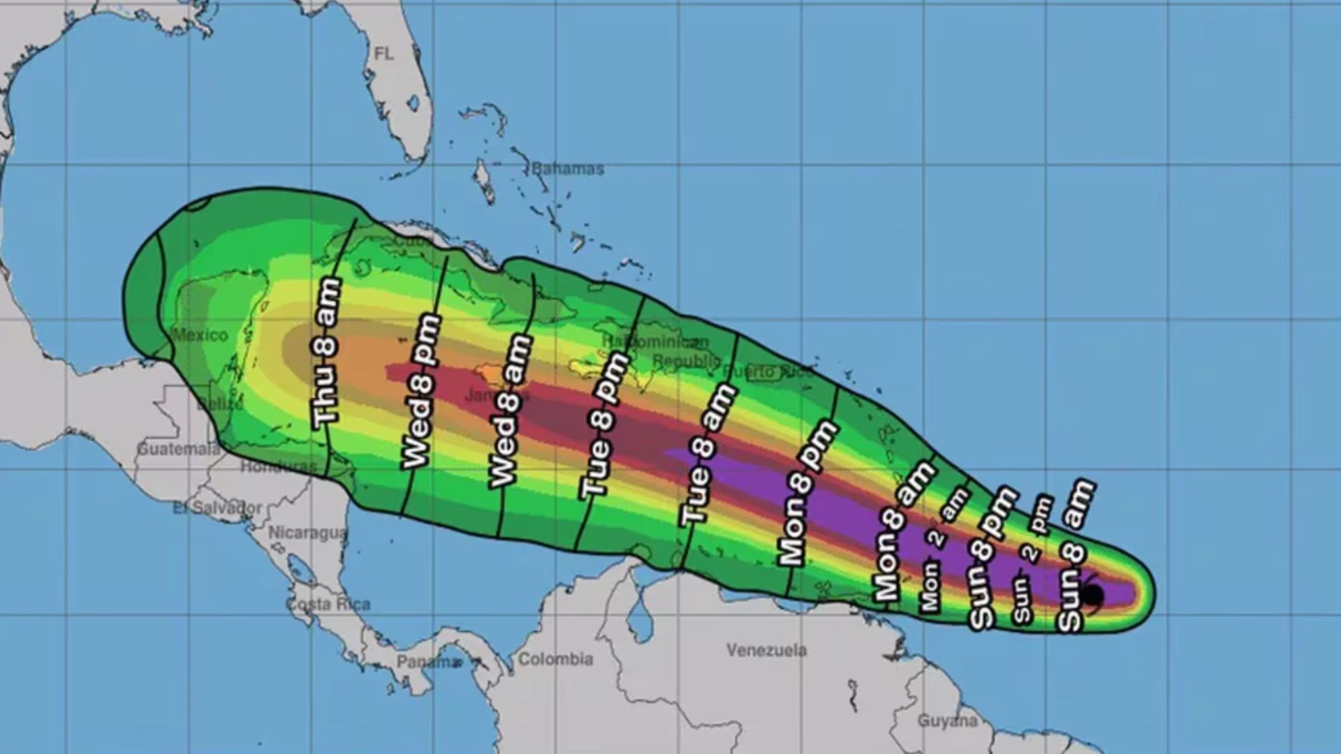 El Centro Nacional de Huracanes de Estados Unidos informó que avanza con vientos máximos sostenidos de 215 kilómetros por hora.