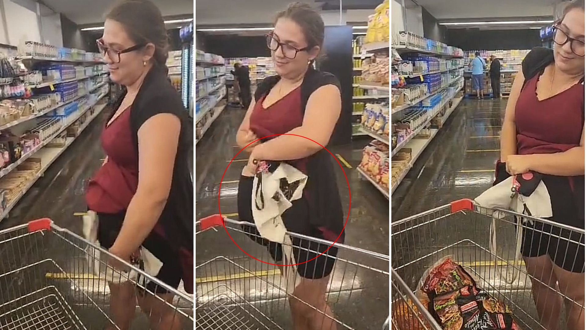 Una mujer fue descubierta usando un vientre falso para poder robar diferentes productos de una tienda en Chile.