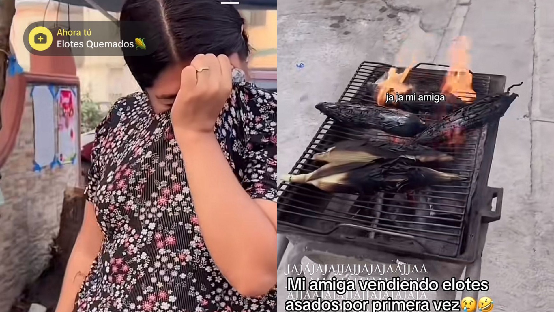 Mujer emprende con puesto de elotes y termina quemándolos todos