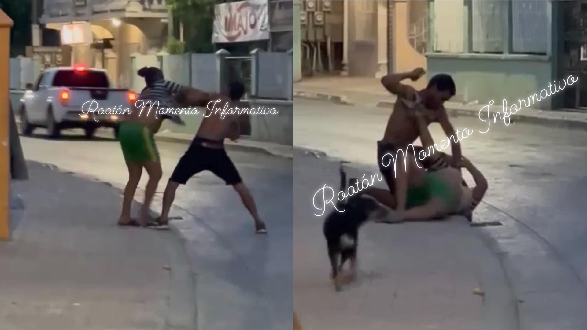Pareja en Roatán se va a los golpes