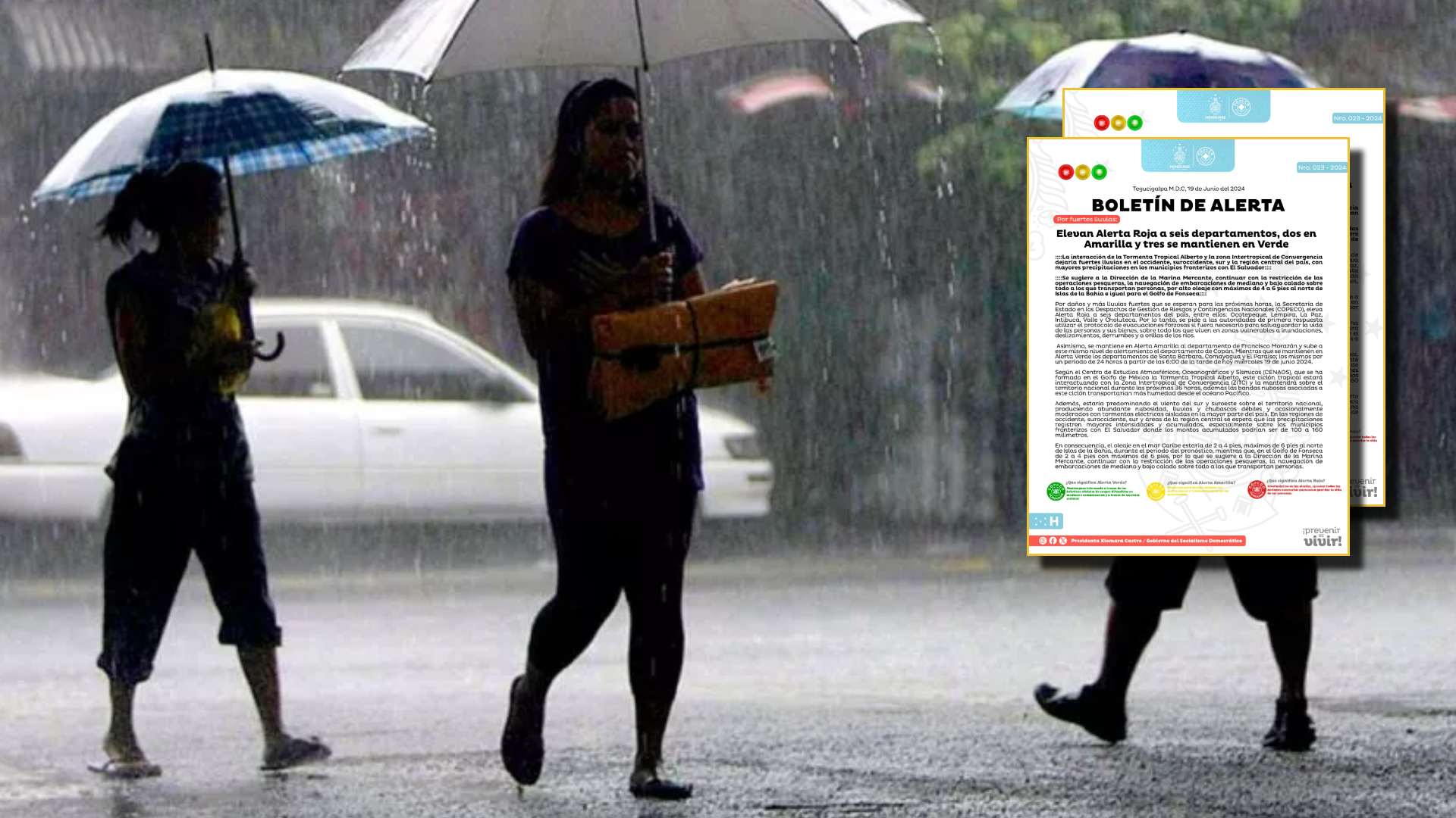 Alerta Roja a estos seis departamentos por lluvias