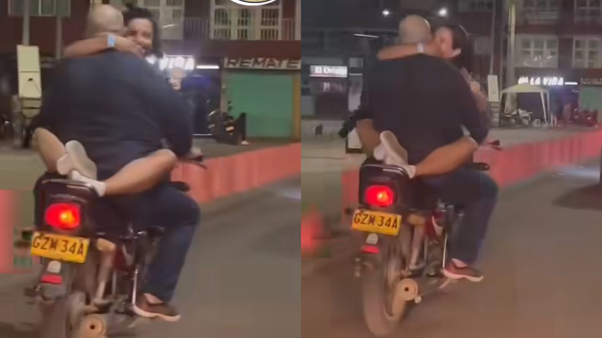 Pareja es captada en motocicleta de una manera no común