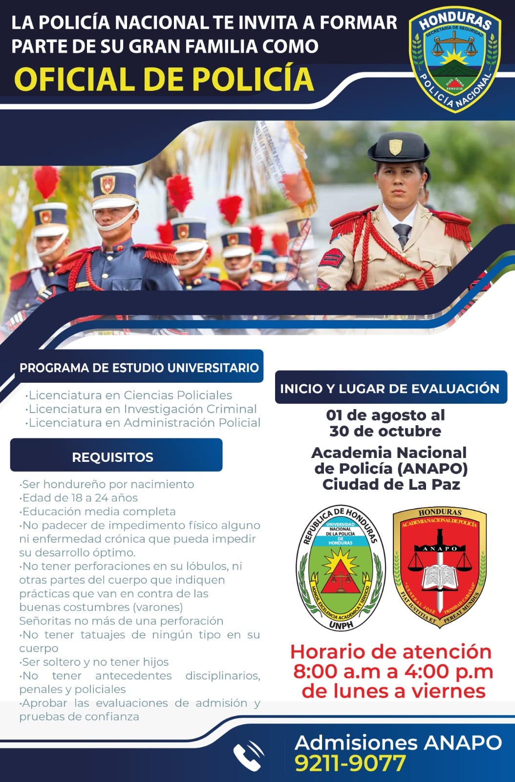 ¿Cómo ser oficial de la Policía Nacional en Honduras?