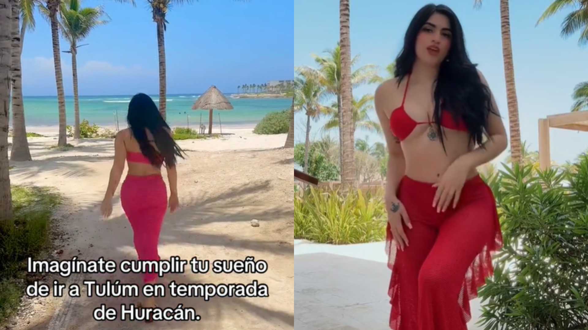 Roxanna Somoza en medio de alerta por huracán Beryl en Tulum