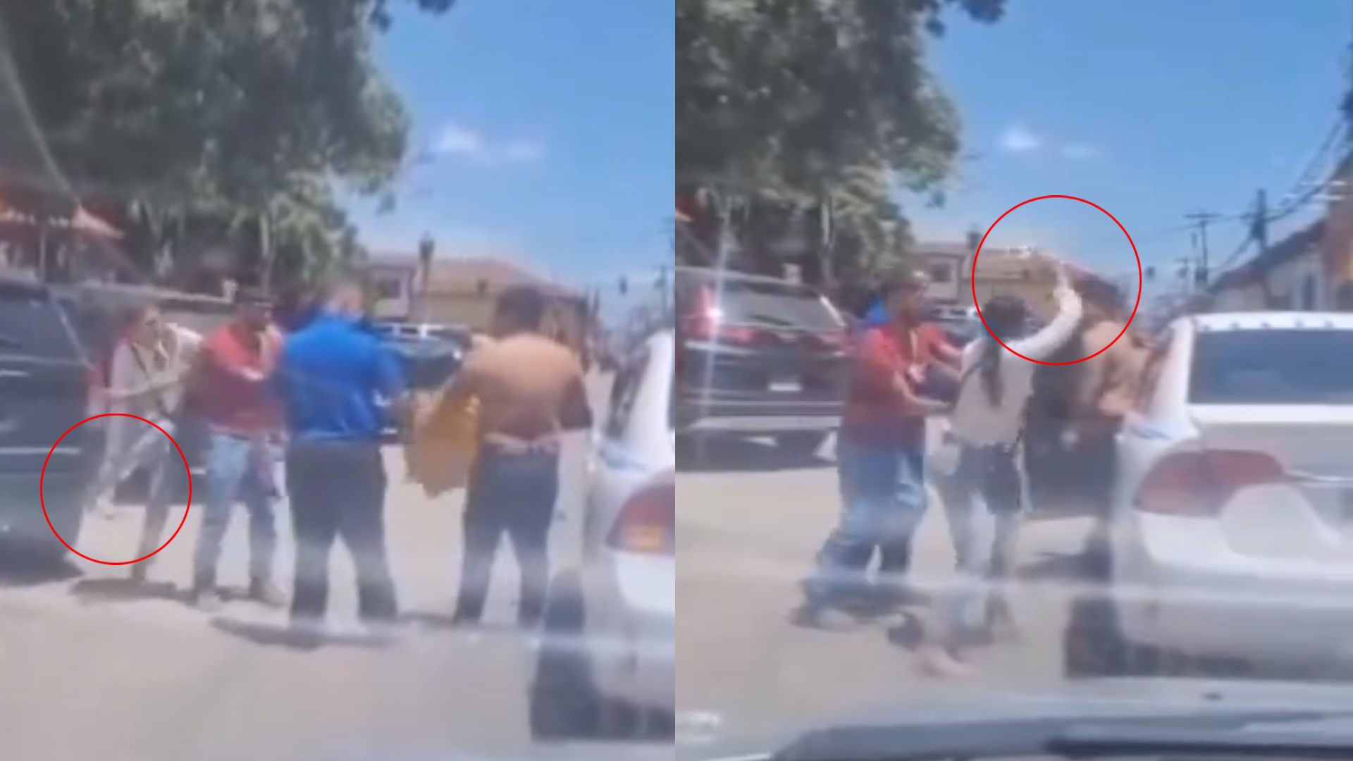 Mujer ataca a hombre con tacones