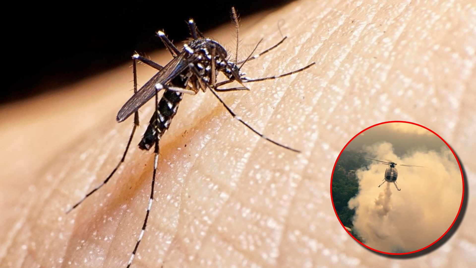 Helicóptero con sistema de fumigación, medida de El Salvador contra el dengue
