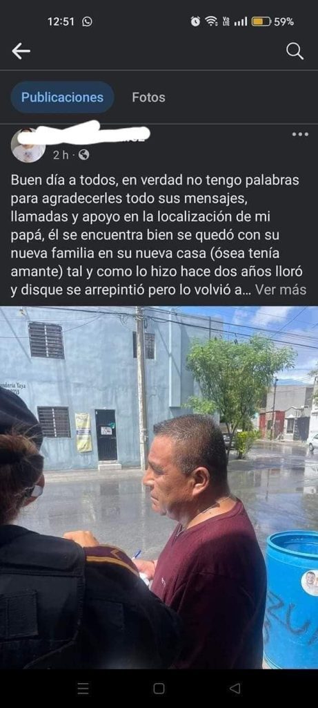 Mujer reporta a su esposo como desaparecido; estaba con amante