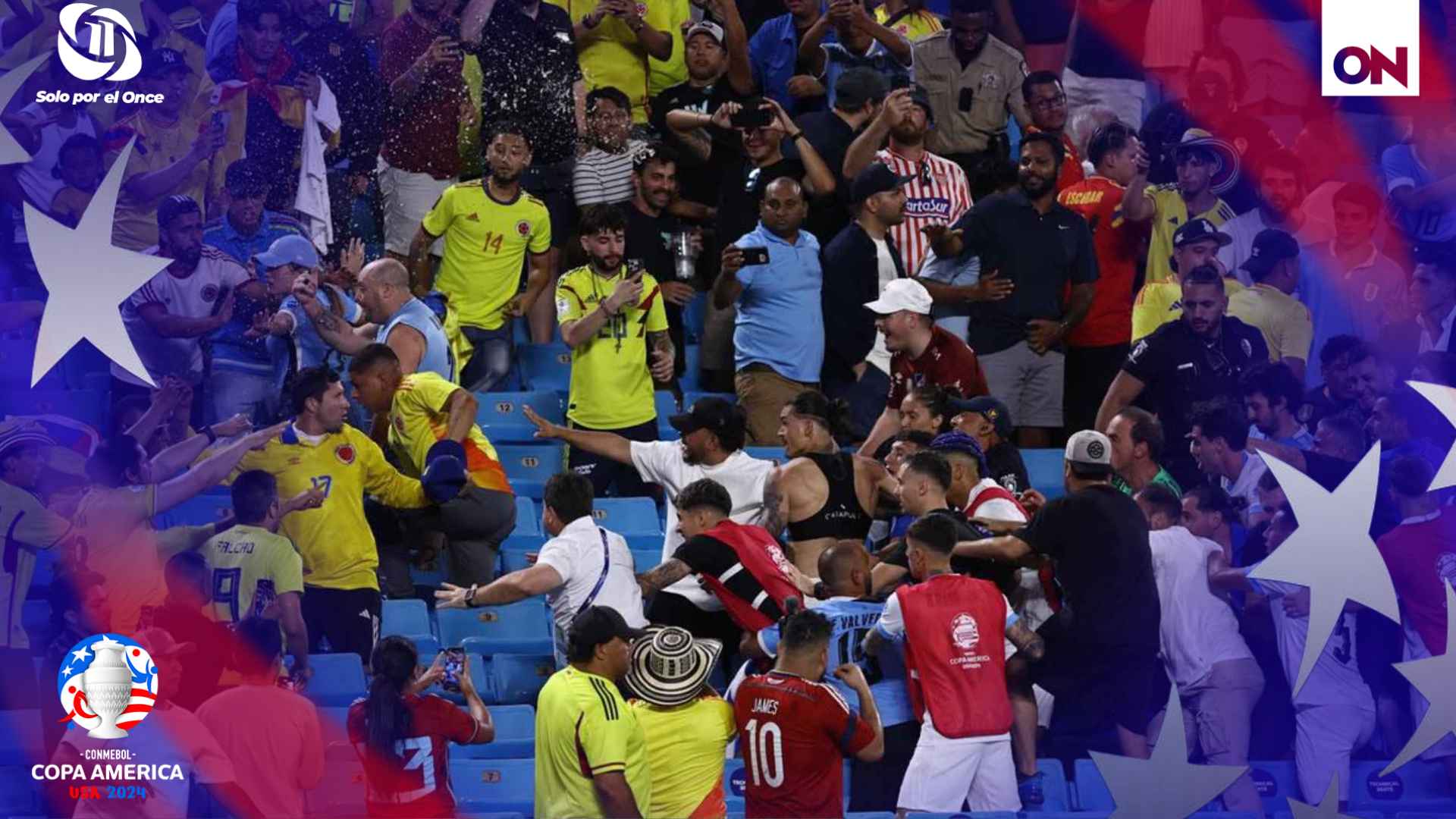 Tremendo zafarrancho entre jugadores de Uruguay y aficionados colombianos al finalizar partido
