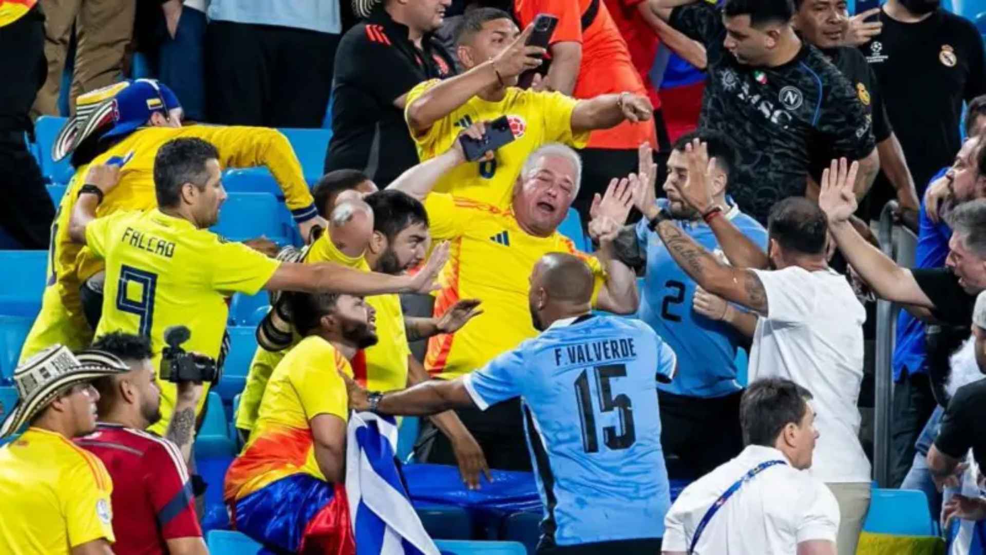 pelea uruguay colombia