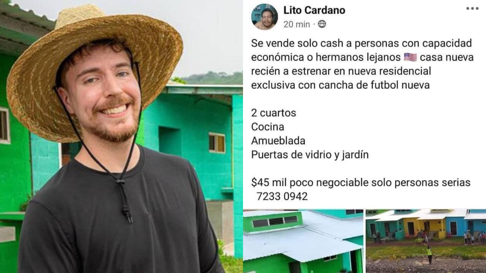venden las casas que construyo MrBeast en El Salvador