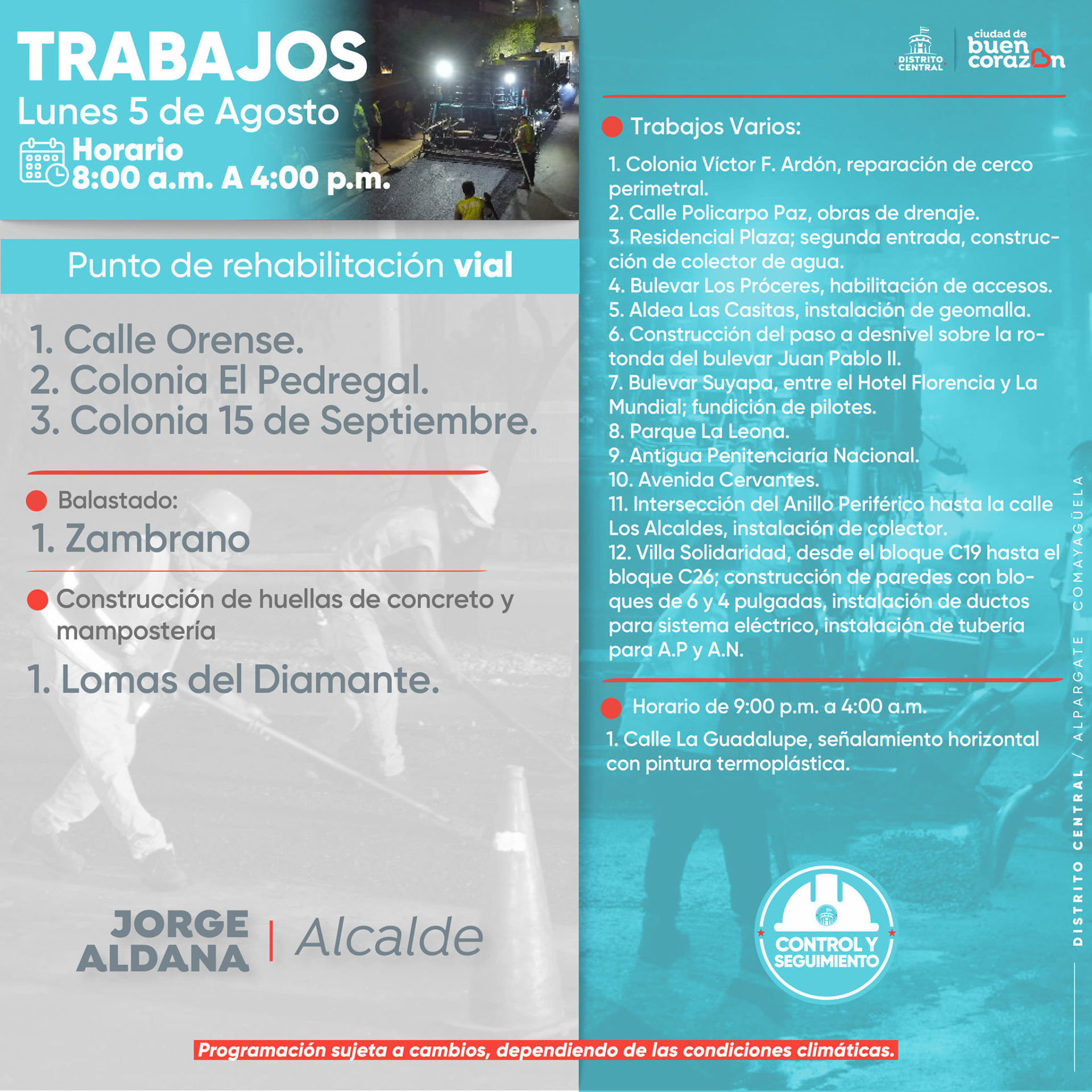 Calles en reparación en la capital hoy 