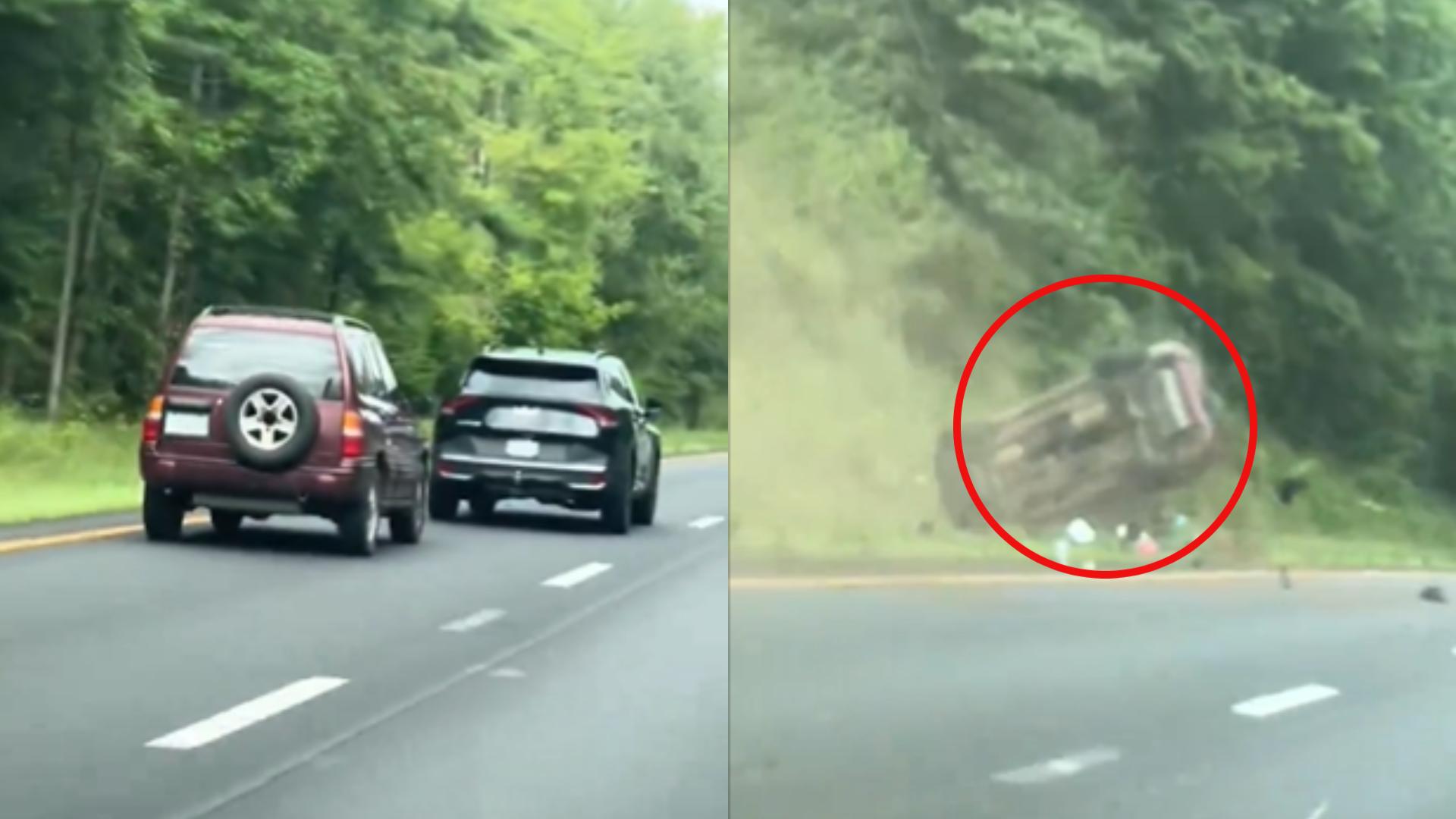 Mujer sufre accidente vial en Virginia (VIDEO)