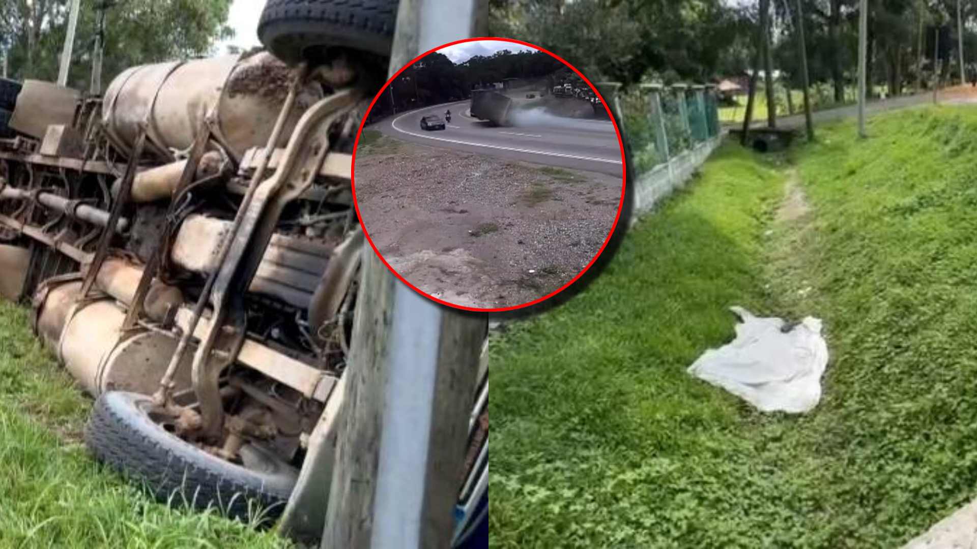 Captan brutal accidente de motociclista tras volcamiento de camión en Taulabé