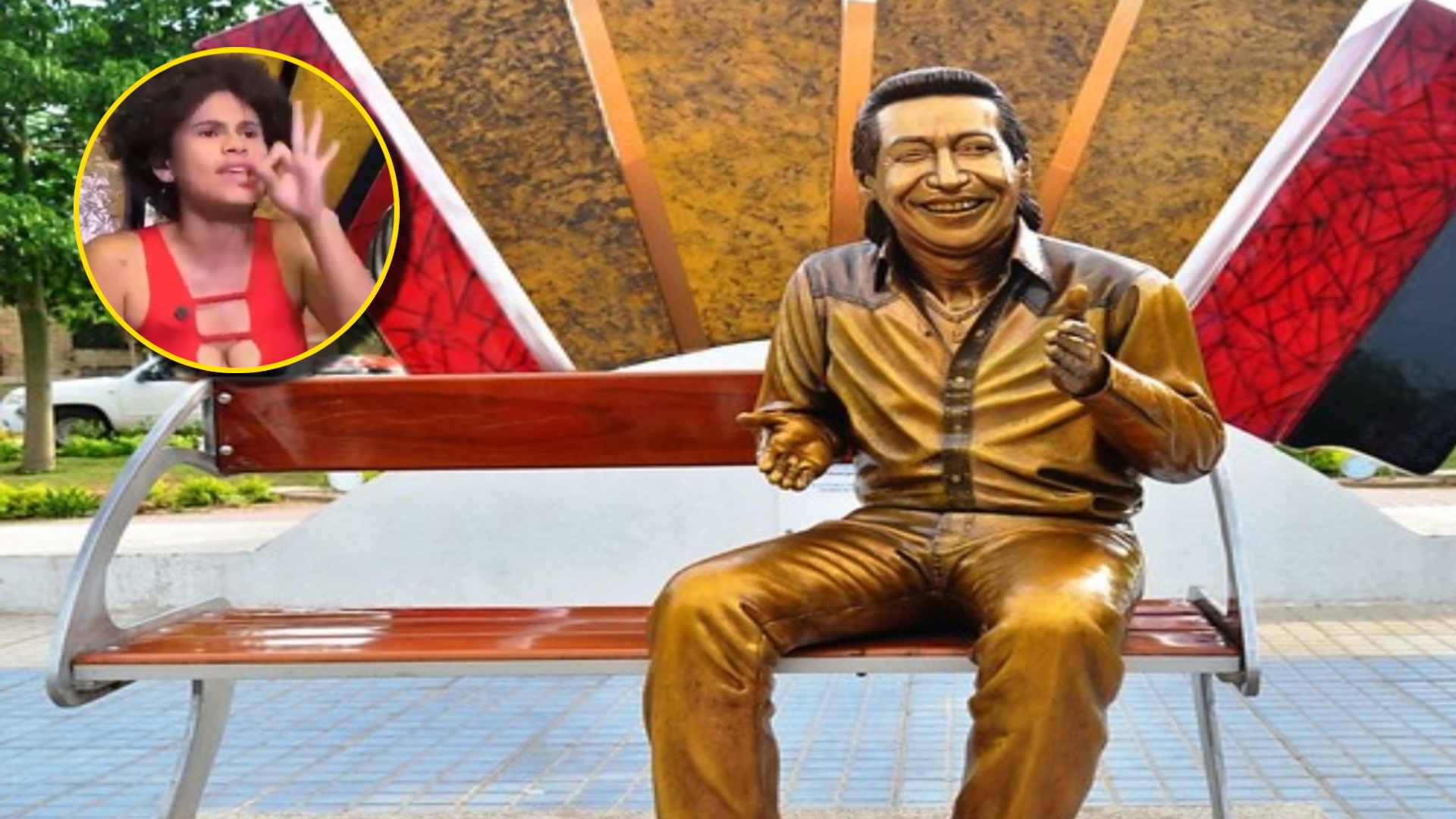 Mujer embarazada de estatua de Vallenato Diomedes Díaz