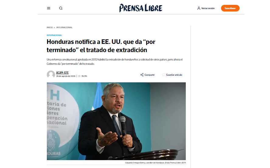 extradición honduras
