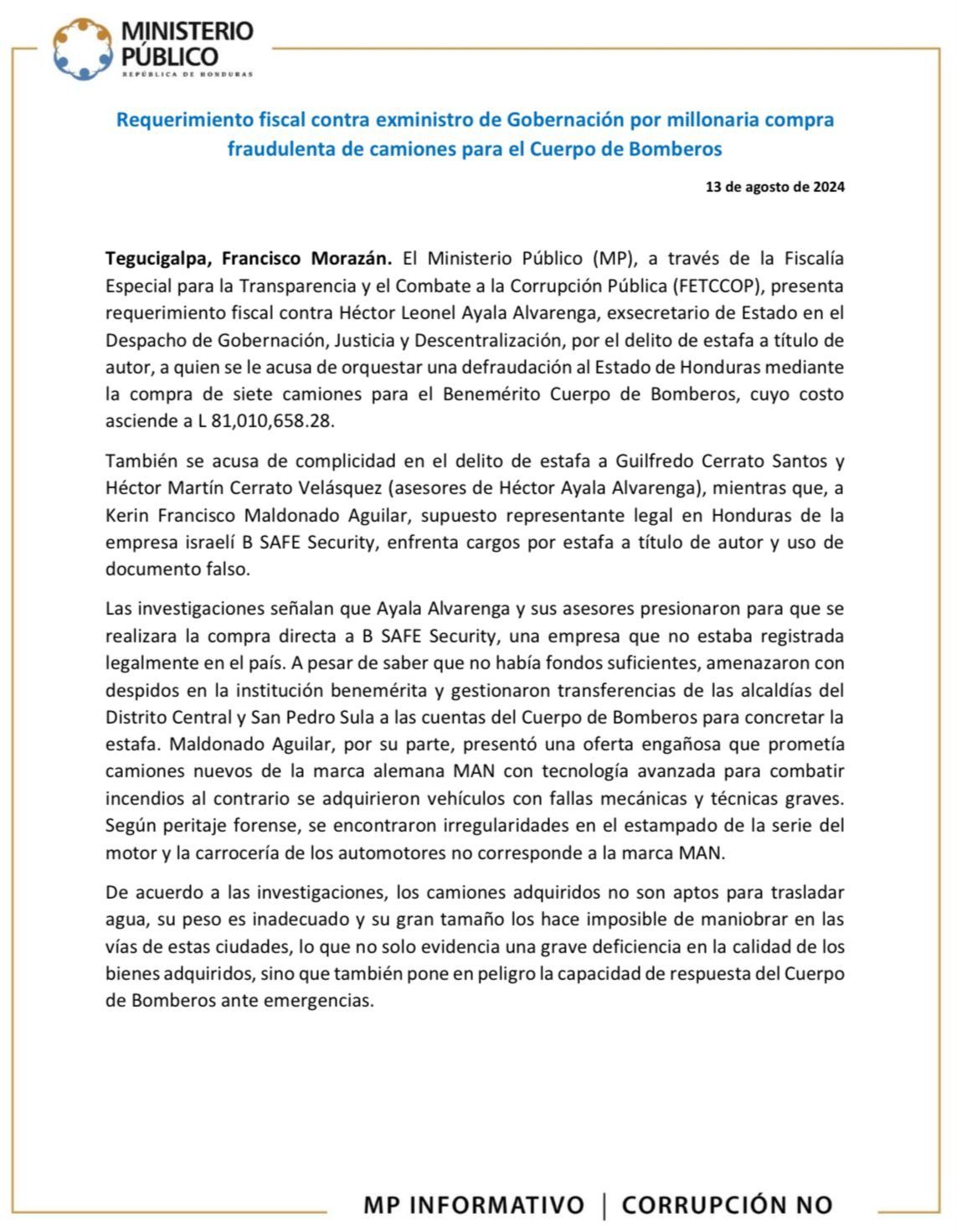 estafa exministro ayala