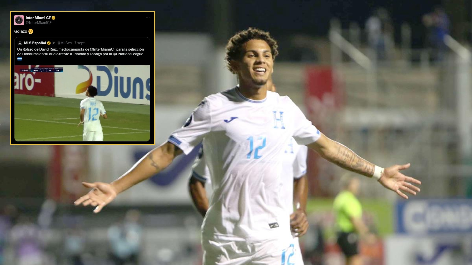 David Ruiz brilla con golazo en la goleada de Honduras ante Trinidad y Tobago; Inter Miami lo presume