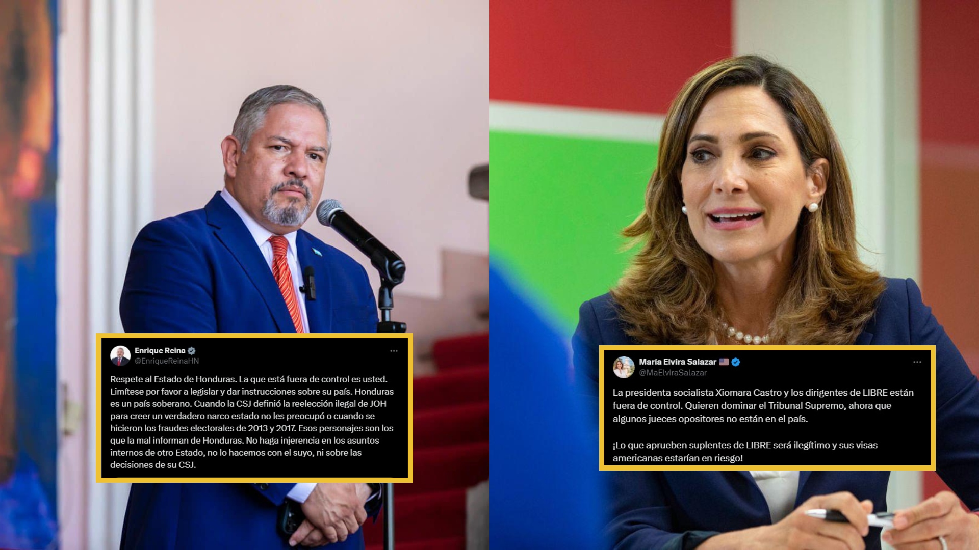 Canciller Enrique Reina pide a congresista María Elvira Salazar que respete al Estado de Honduras y que limite sus opiniones