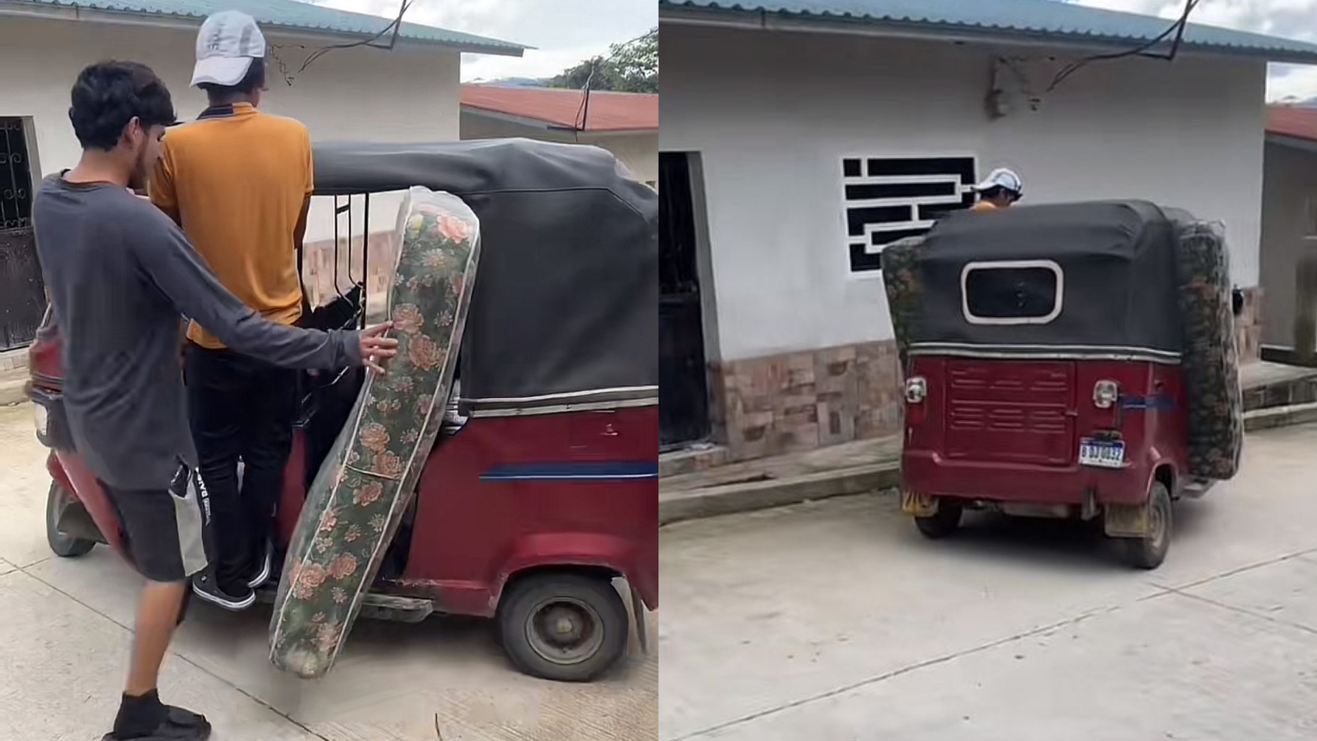 Hondureños se llevan cama en mototaxi