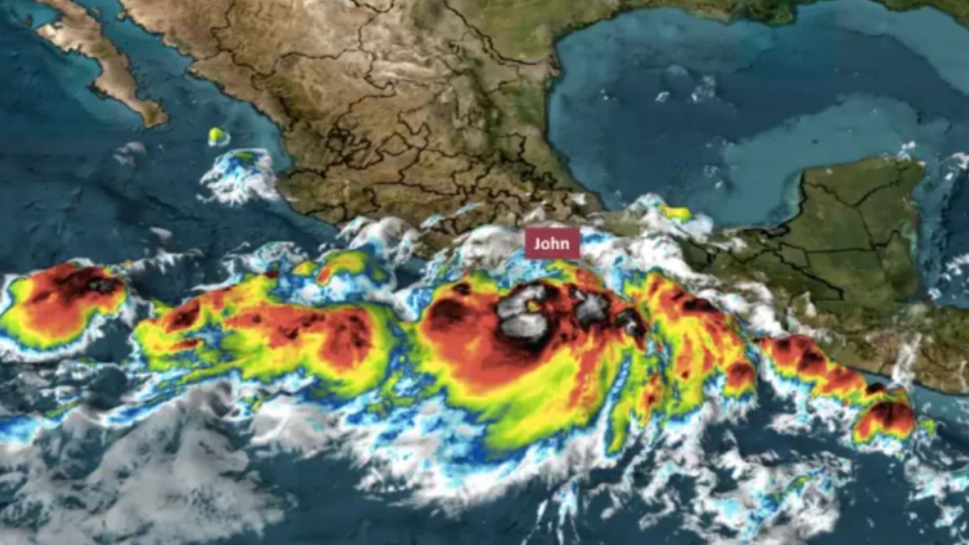El Servicio Meteorológico Nacional (SMN) informó que el huracán John tocó tierra por la noche en Guerrero.